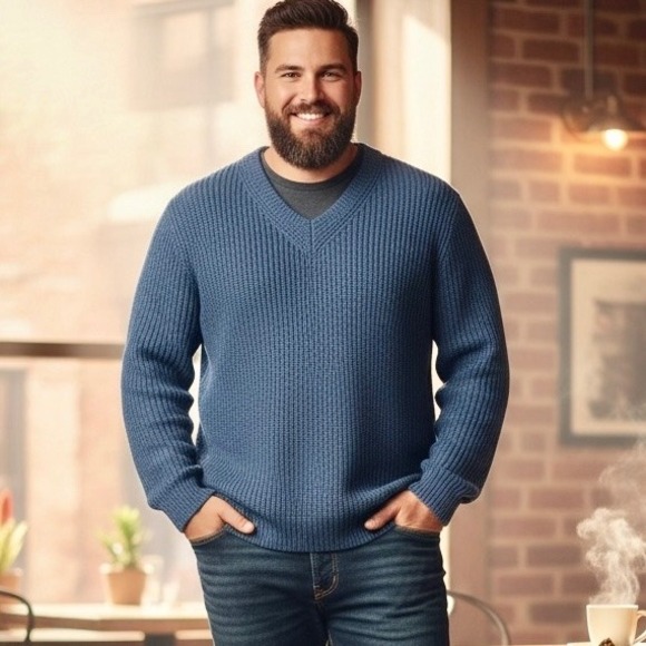 L.L. Bean Other - NEW LL Bean Sweater Men XL‎ V Neck 100% Cotton Long Sleeves Classic Navy Blue